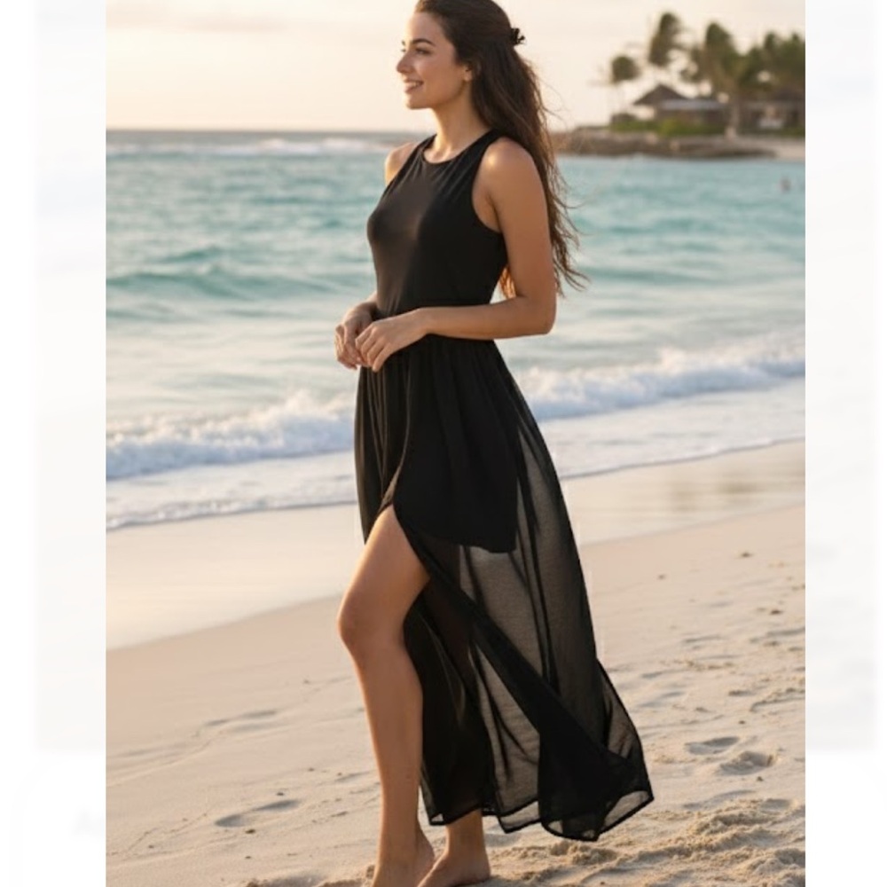 Felicity & Coco maxi dress vtg Y2K black overlay sheer fairy Whimsigoth emo M